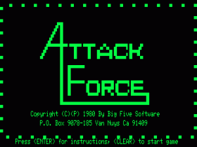 Title screen for Attack Force