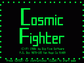 Title screen for Cosmic Fighter