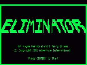 Title screen of The Eliminator