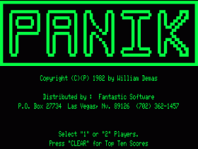 Title screen of Panik