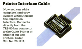 Printer Interface Cable from Radio Shack catalog