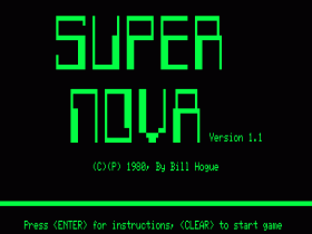 Title screen for Super Nova