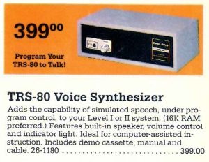 TRS-80 Voice Synthesizer from a Radio Shack catalog