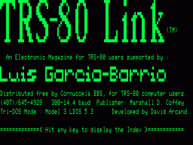 Title screen for TRSLINK issue #61